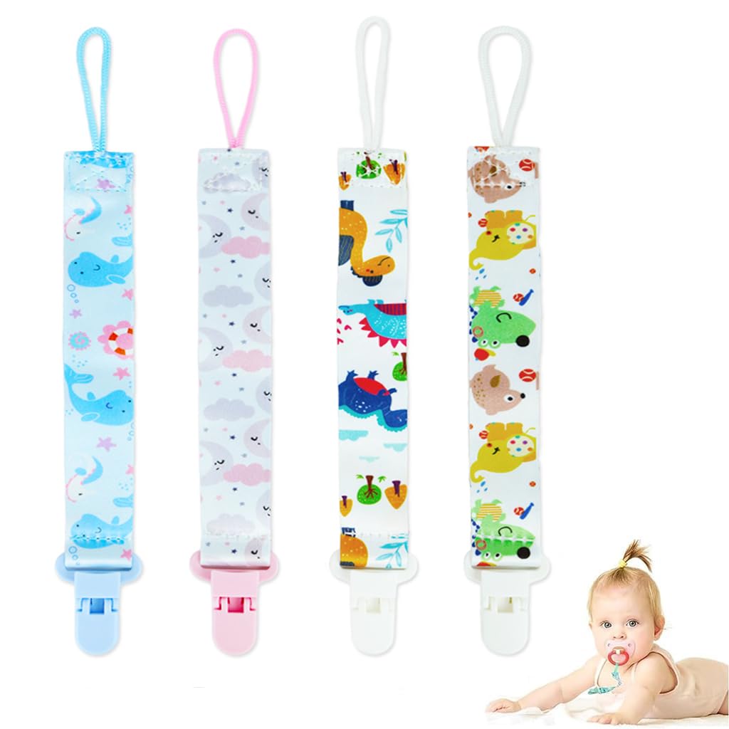 SNOWIE SOFT 4pcs Anti Lost Pacifier Chain Strap Pacifier Clip for Toddlers Cartoon Fabric Pacifier Clip Strap for Soother, Teether, Toy, Pacifier Anti Lost Baby Pacifier Attaching Strap SNOWIE SOFT 4pcs Anti Lost Pacifier Chain Strap Pacifier Clip for Toddlers Cartoon Fabric Pacifier Clip Strap for Soother, Teether, Toy, Pacifier Anti Lost Baby Pacifier Attaching Strap